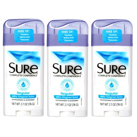 3 Pack - Sure Original Solid Antiperspirant & Deodorant, 48HR Protection, Regular Scent, 2.7 OZ