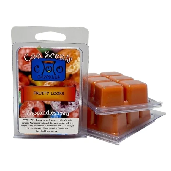 3 Pkgs (18 Cubes) Coo Candles Soy Wickless Candle Bar Wax Melts - Fruity Loops