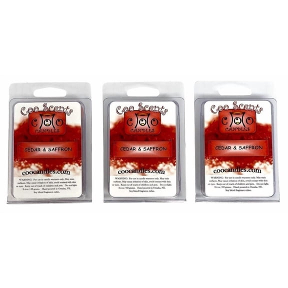 3 Pkgs Coo Candles Soy Wickless Candle Bar Wax Melts - Cedar & Saffron