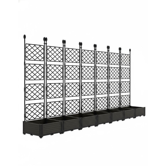 3 Planter With Trellis, Sturdy Garden Box Trellis With Trellis, Raised Plastic Box With Trellis(50" W x 63" H),  Balcony Privacy Screen Planter Box With Trellis , Outdoor Climbing Plants Resin Raised