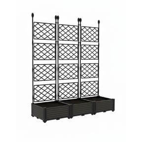3 Planter With Trellis, Sturdy Garden Box Trellis With Trellis, Raised Plastic Box With Trellis(50" W x 63" H), Balcony Privacy Screen Planter Box With Trellis , Outdoor Climbing Plants Resin Raised