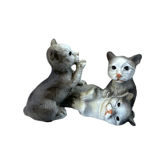 3 Playing Gray and White Kittens Figure - By Ganz