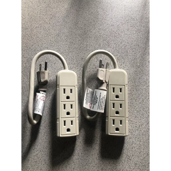 3 Plug Outlet, Mountable Surge Bar. 2 Pack