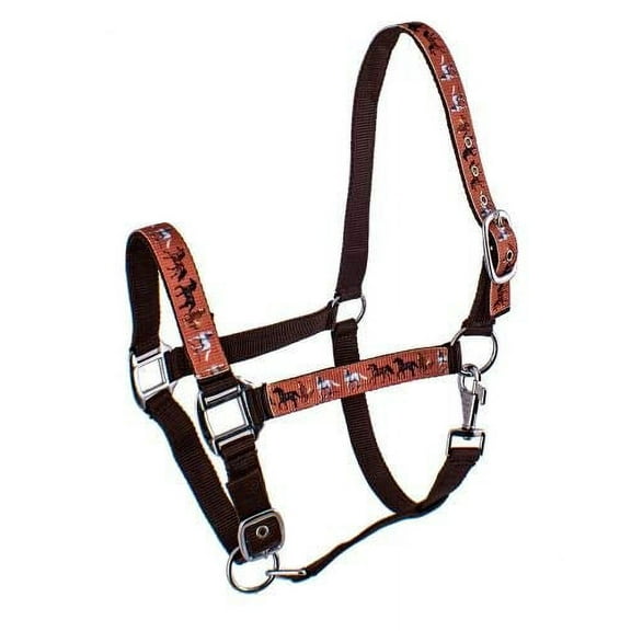 3-Ply Brown Nylon Halter w/ Multi Horse Design