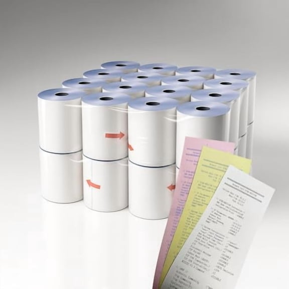 3-Ply Carbonless 3" x 65' White/Canary/Pink Receipt Paper (32 Rolls) for Restaurants, Kitchen & POS Cash Registers | Compatible with Star Micronics SP700, SP2000, UP389, Omni 480, TMU 220$$Office