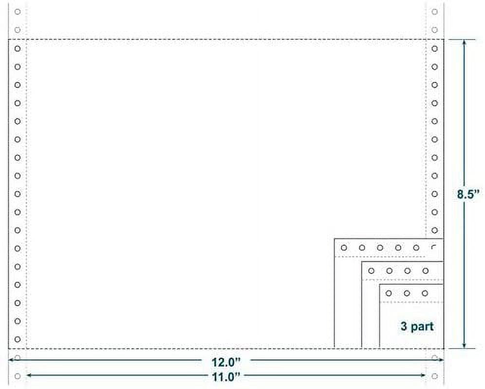 3-Ply Carbonless Paper, Blank, Form Size 12" x 8-1/2" W x H Carton of 1200