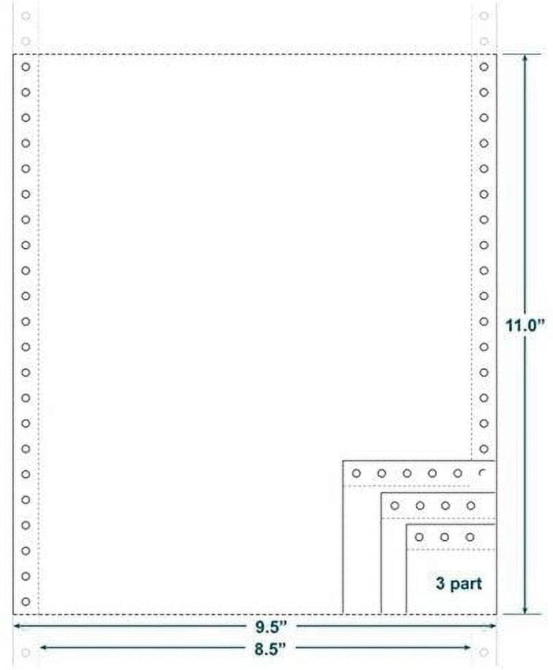 3-Ply Carbonless Paper, Blank, Form Size 9-1/2" x 11" W x H Carton of 1200