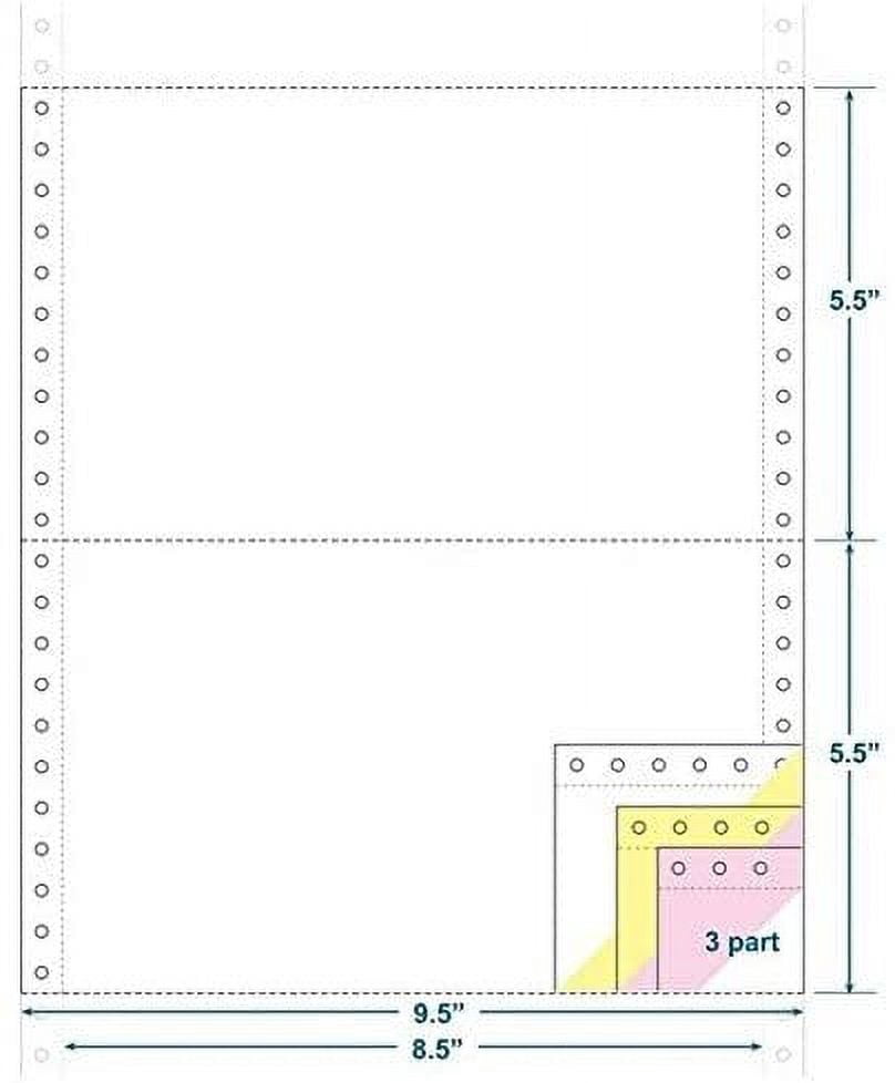3-Ply Carbonless Paper, White/Canary/Pink, Form Size 9-1/2" x 5-1/2" W x H Carton of 2400
