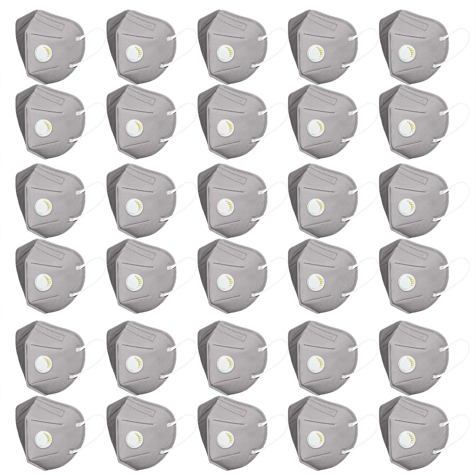 3 Ply Disposable Face Masks 50 Pack Breathable Lightweight Dust Protection for Daily Use Outdoor Work Commuting Gray with White Elastic Ear Loops