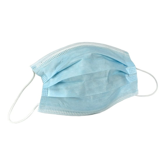 3 Ply Disposable Face Masks with Ear Loops and Adjustable Nose Clips, Box of 50