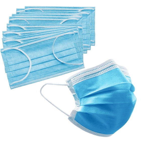 3-Ply Disposable Pleated Face Mask with Elastic Ear Loop (Pack of 10 ...