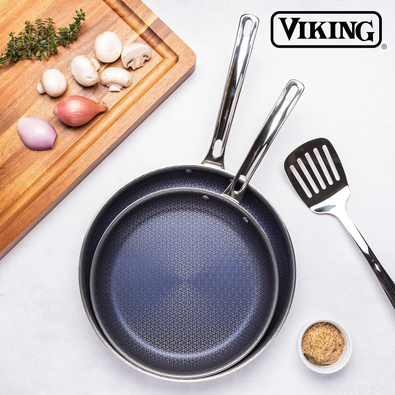 3-Ply Non Stick Frying Pan, 8 Inch Hybrid Plus Stainless Steel Kitchen Cookware, Silver