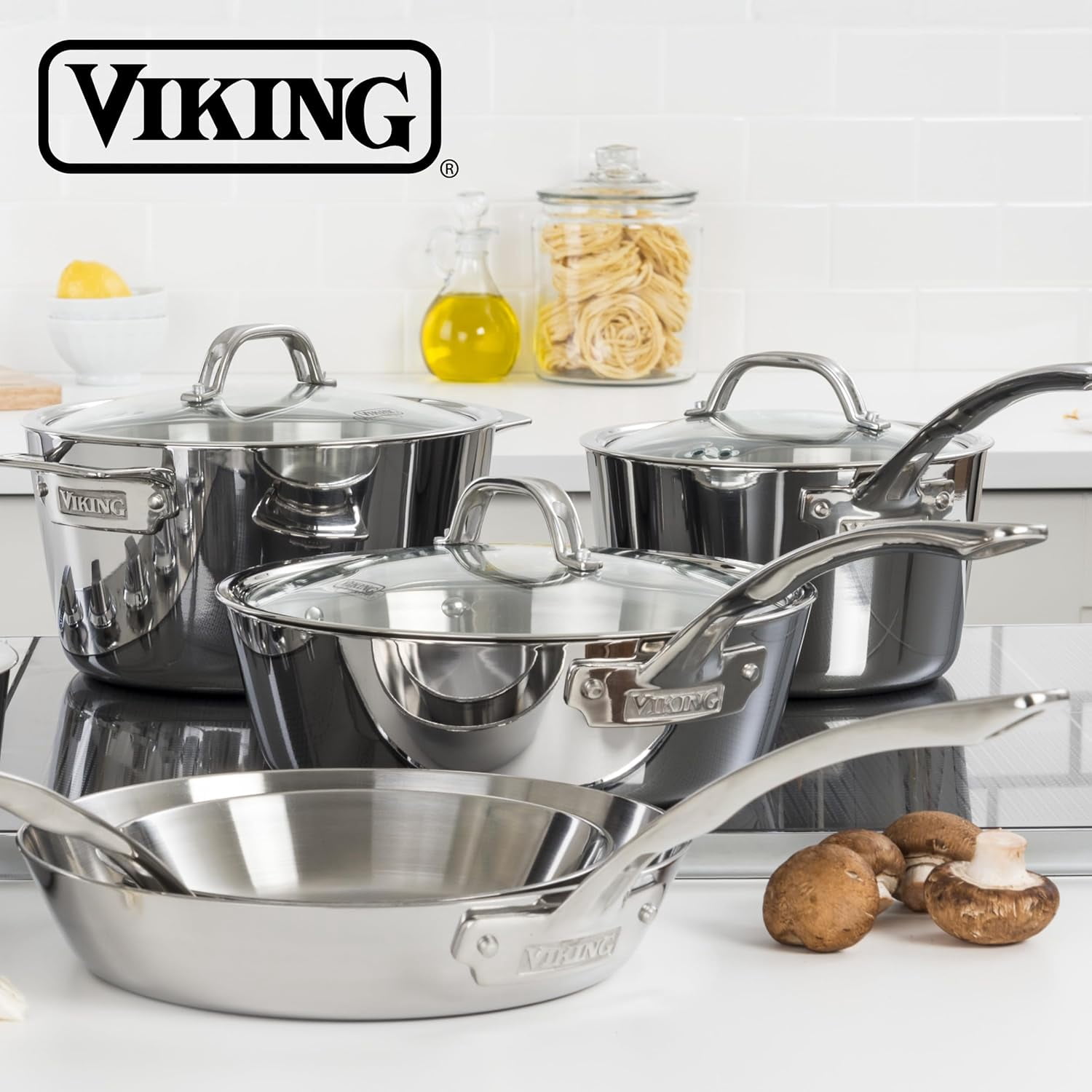 3-Ply Non Stick Frying Pan, 8 Inch Stainless Steel Cookware, Silver