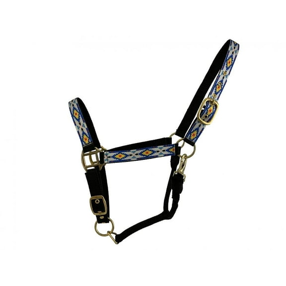 3-Ply Nylon Halter w/ Royal Blue Southwest Print Overlay