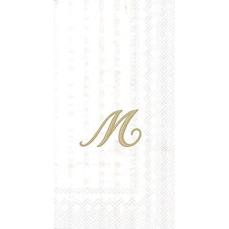 3-Ply Paper Guest Towel, White/Gold (Pack of 2) (2, Letter M)