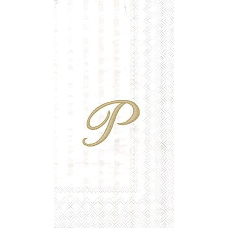 3-Ply Paper Guest Towel, White/Gold (Pack of 2) (2, Letter P)