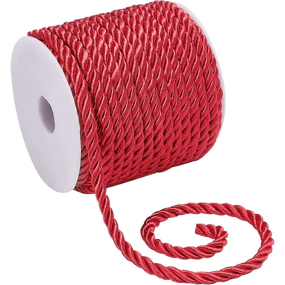 3-Ply Polyester Cord Twisted Rope for DIY Cord Jewelry Findings Crimson 5mm 18m/roll
