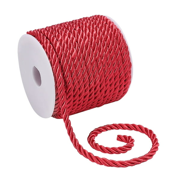 3-Ply Polyester Cord Twisted Rope for DIY Cord Jewelry Findings Crimson 5mm about 18m/roll