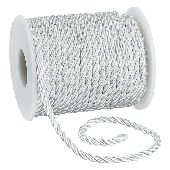 3-Ply Polyester Cords Binding Rope with Decorative Rope Plastic Clasp Hand Cord White 3mm 20m/roll diy