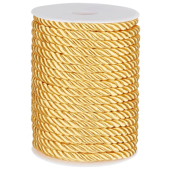 3-Ply Polyester Twisted Cords Cord with Spool Gold Yellow 8mm about 21.87 Yards(20m)/Roll