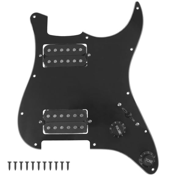 3-Ply Prewired Pickguard with HH Humbuckers for Strat Electric Guitar Black