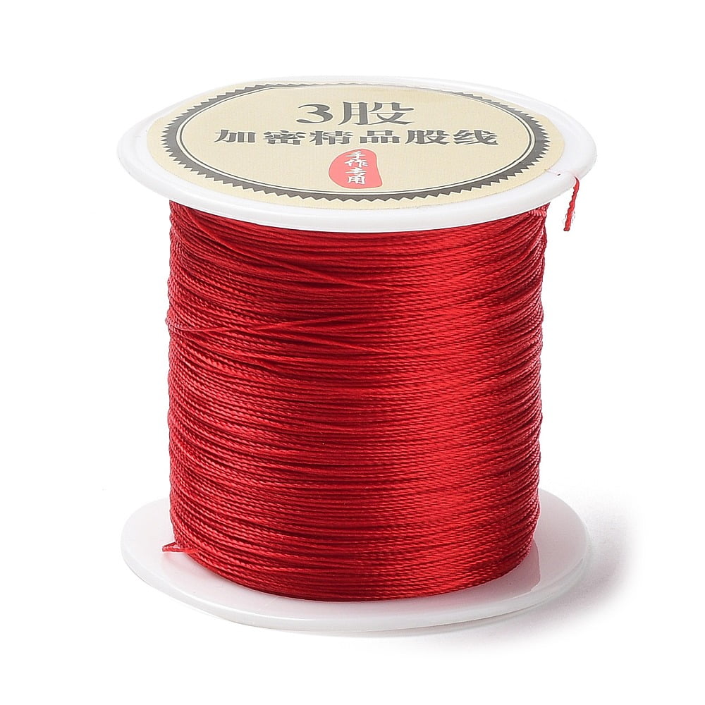 3-Ply Round Nylon Thread with Spool Crimson 0.2mm about 109.36 Yards ...