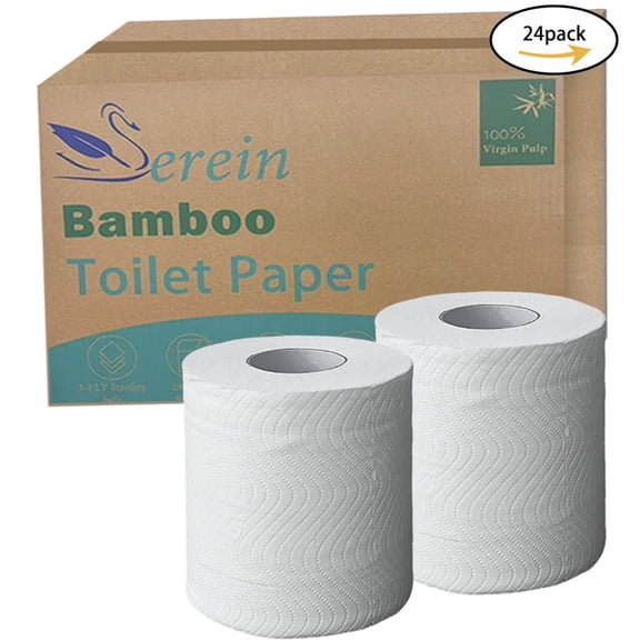 3-Ply Soft Toilet Paper, 24 Mega Rolls Of Bamboo Toilet Paper, 280 Sheets Per Roll, FSC Certified,