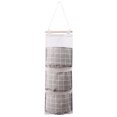 thumbnail image 1 of 3 Pocket Linen Cotton Checkered Fabric Storage Hanging Bag Multi Layer Wall Mounted Organizer for Door & Closet Punch Free Sundries Storage for Home Dorm & Bathroom, One Storage Bag, 1 of 8