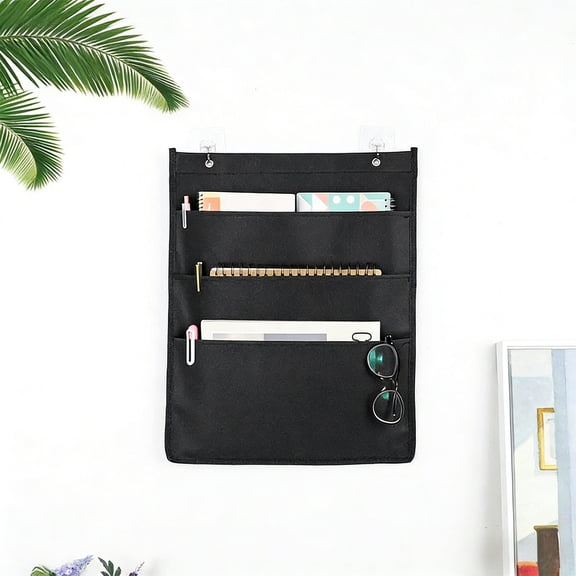 3 Pockets Over the Door Hanging Organizer, 15.3x19.2 Inch Wall Mount Office Supplies File Folders, Document Holder for Home Office School(1pcs, Black)