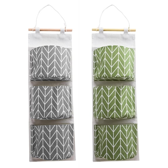 Over Door Hanging Storage Bags Wall Mount Closet Organizer, Large Pockets Linen Cotton Fabric Living Room Bedroom Bathroom File Magazine Waterproof, 2Pcs