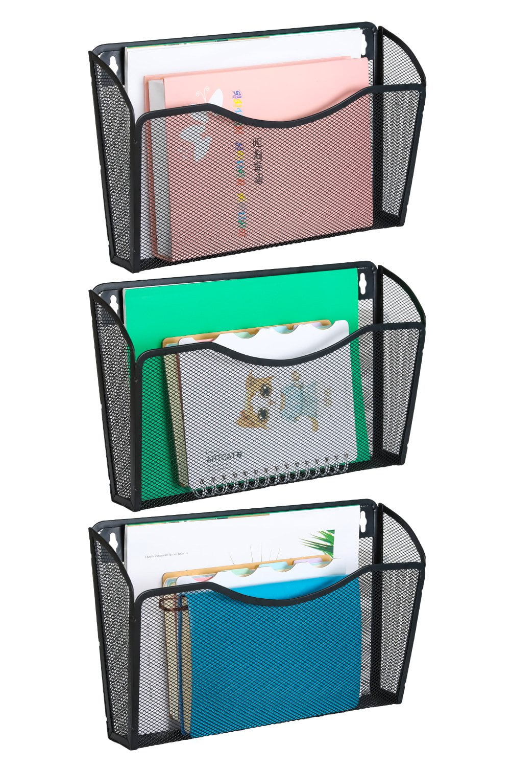 3 Pockets Wall Mounted File Holder Hanging Pocket Organizer for Office