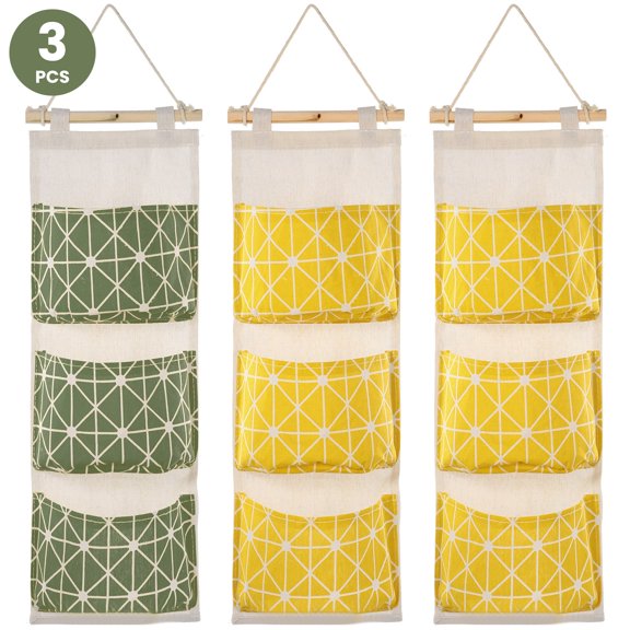 3 Pockets Wall Mounted Storage Bag Waterproof Door Closet Hanging Storage Bag