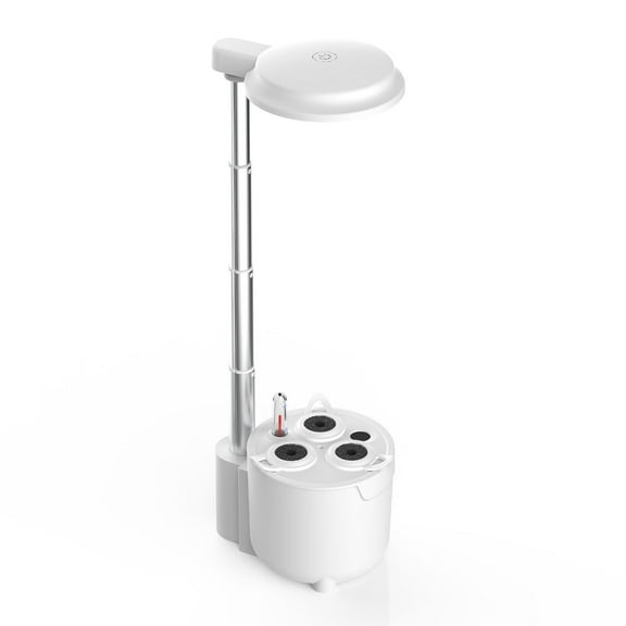 3 Pods Hydroponic Growing System, Indoor Garden with LED Light and Water Level Indication, Adjustable Height and Removable Design of the 0.75L water tank for easy cleaning, Black and White