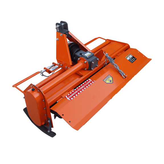 3 Point 37'' Rotary Tiller Attachment for Category 1 Tractors, PTO Driven Cultivator with 540 RPM Gearbox, Replaceable L-Shaped Tines, 4.7'' Depth
