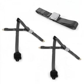 3 Point Airplane Retractable Bench Seat Belt Kit with 3 Belts for 1979-1987 AMC Eagle, Charcoal