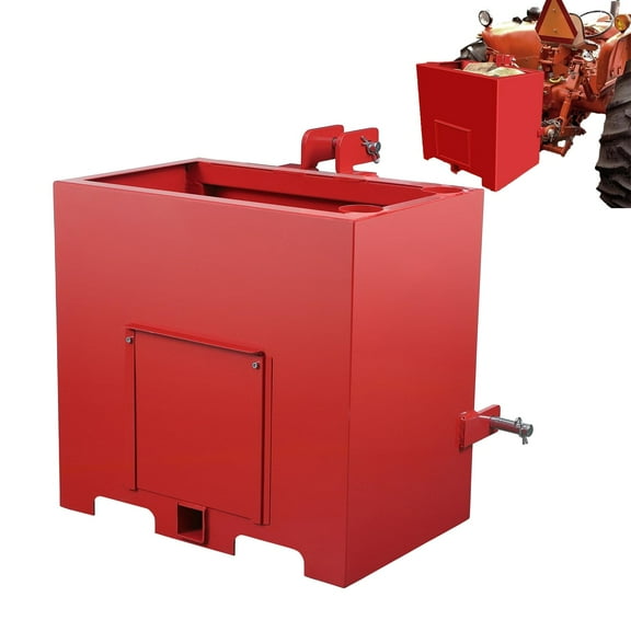 3 Point Ballast Box with 2" Hitch Receiver, Category 1 Ballast Box 3 Point Fits Cat 1, 800 Lbs Tractor Ballast Box, 3 Point Quick Hitch Loader Attachment