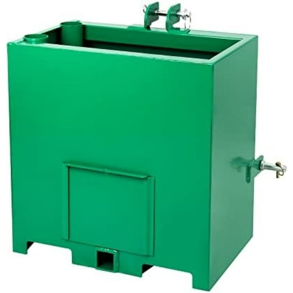 3 Point Ballast Box, 800lbs Capacity Hitch Ballast Box, Standard 2'' Hitch Receiver, Tractor Ballast Box with 5cu. Ft Volume, Heavy Duty Steel, Fits Category 1 Tractor Attachment,Green