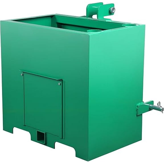 3 Point Ballast Box, 800lbs Capacity, Standard 2 inch Hitch Receiver,with 5cu.ft Volume, Heavy Duty Steel, Fits Category 1 Tractor Attachment, Green