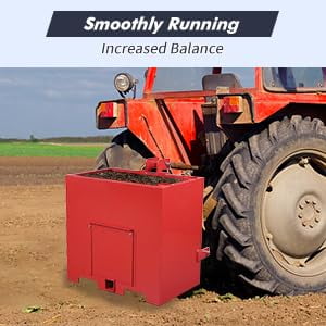 3 Point Ballast Box, 800lbs Capacity, Standard 2 inch Hitch Receiver, with 5cu.ft Volume, Heavy Duty Steel, Fits Category 1 Tractor Attachment, Red