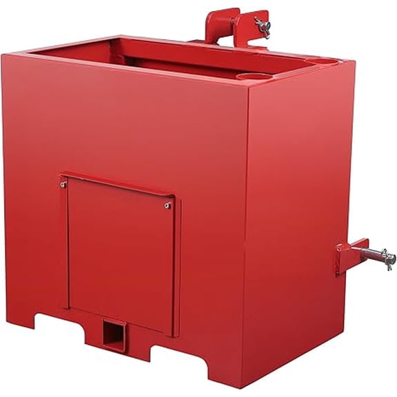 3 Point Ballast Box, 800lbs Capacity, Standard 2 inch Hitch Receiver, with 5cu.ft Volume, Heavy Duty Steel, Fits Category 1 Tractor Attachment, Red