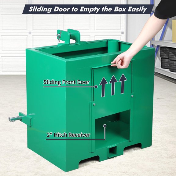3-Point Category 1 Tractor Ballast Box –Hitch Receiver, Sub-Compact Farm Equipment Attachment