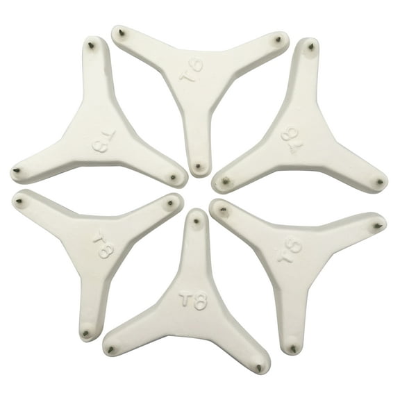 3-Point Ceramic Tripod Kiln Stilt with Points 3-1/4 Inches Apart for Kiln Firing of Ceramics and Pottery - (Pkg/6) - MAXIMUM FIRING TEMPERATURE 2025 DEGREES - CONE 03