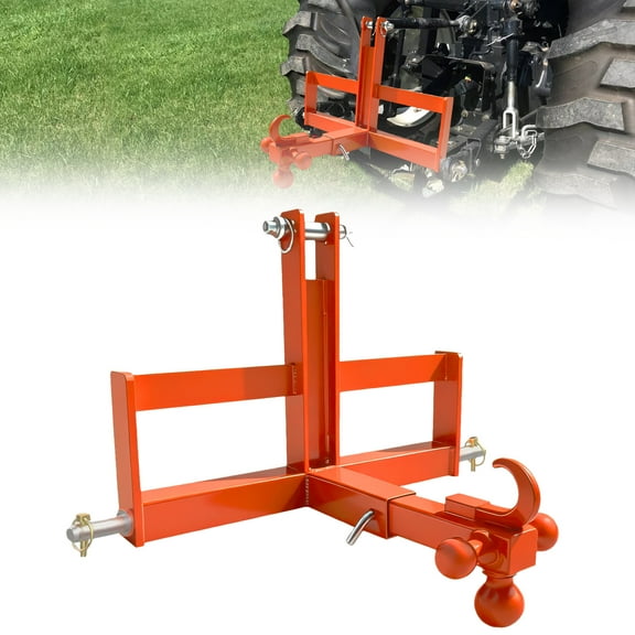 3 Point Hitch Receiver for Category 1 Tractor  10,000 Lbs Capacity with Suitcase Weight Brackets & 2" Towing Ball Included, Quick Hitch Attachment for Implements/Trailers
