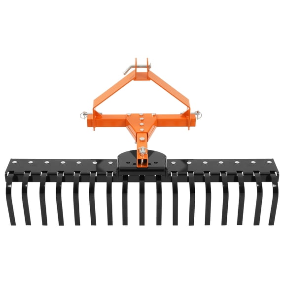 3-Point Landscape Rake, Category 1 Tractor Attachments, 50" Tow Behind Drag Harrow for Soil Grading, Lawn Leveling, Rock Rake, Garden Bed Preparation Tool, 3-Pt Hitch Compatible