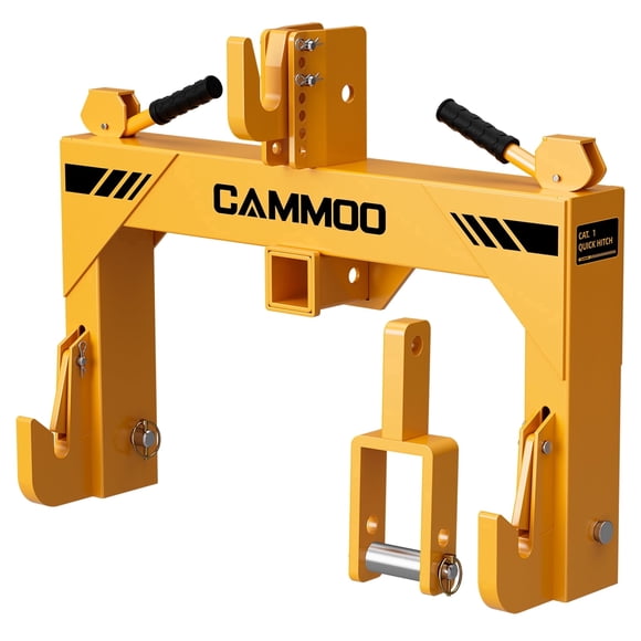CAMMOO Cat 1 3-Point Quick Hitch with 2" Trailer Hitch Receiver, No Bushing Required Heavy Duty Tractor Accessories and Towing Hitch, 3000 lbs, Yellow