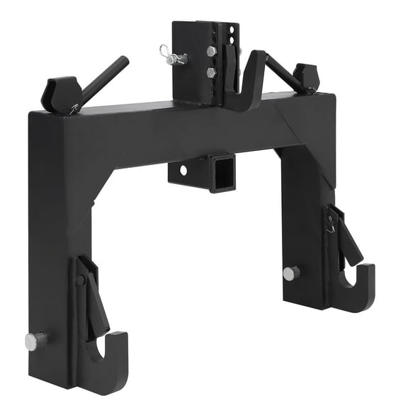 3-Point Quick Hitch, 3000lbs Lifting Capacity Tractor Quick Hitch with 2 Receivers 5 Level Adjustable Bolt for Cat 1 and Cat 2, Adaptation to Category 1 Implements, Black