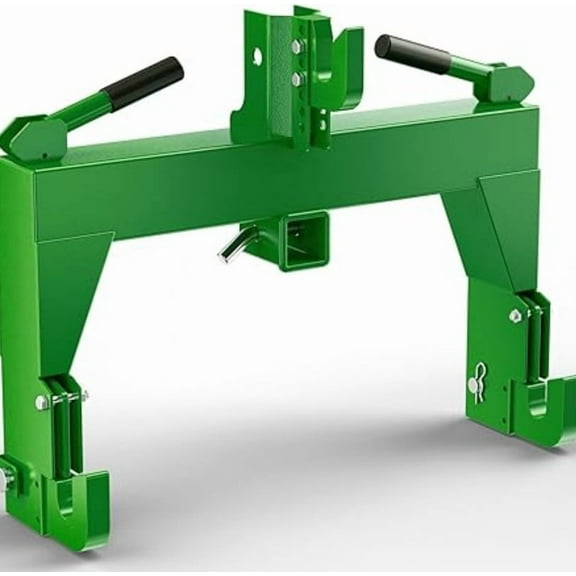 3 Point Quick Hitch to Category 1 and 2 Tractors，3000 LBS Lifting Capacity Tractor Quick Hitch Between Lower Arms Attachments Quick Hitch with 2 Receivers,5 Level Adjustable Bolt,Green