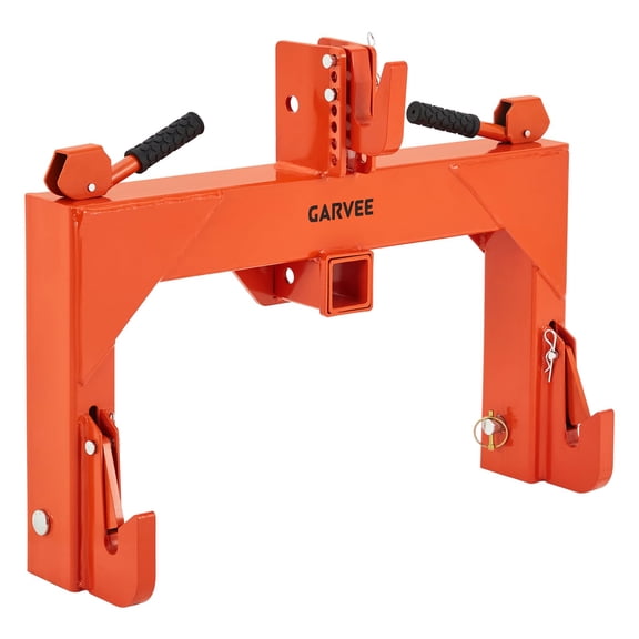 3 Point Quick Hitch Category 1, 3000 LBS Heavy Duty Tractor Quick Hitch with 2" Receiver, No Bushing Required, 5 Level Adjustable Bolt & Reinforced Steel Frame for Farm Implements