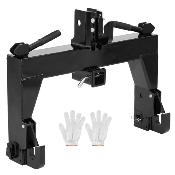 3-Point Quick Hitch for Tractors, 3000 lbs Lifting Capacity Compatible with Category 1, Attachment for Lower Lift Arms with 2 Receiver Sockets, Heavy Duty Hitch, Green/Orange/Black/Red