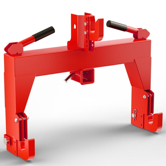 3-Point Quick Hitch for Tractors, 3000 lbs Lifting Capacity Compatible with Category 1, Attachment for Lower Lift Arms with 2 Receiver Sockets, Heavy Duty Hitch, Green/Orange/Black/Red